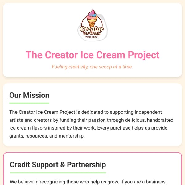 Support Creator Ice Cream project