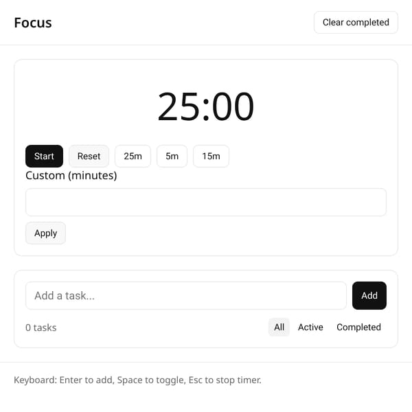 Focus Timer & Tasks