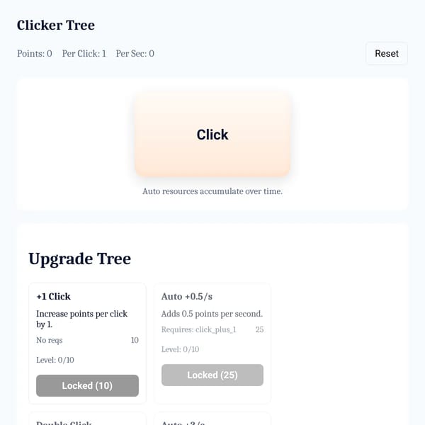 Clicker Tree — Minimal Upgrade Clicker