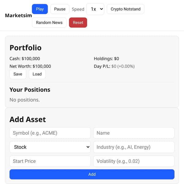 Marketsim — Stocks, Crypto, NFTs, Industries