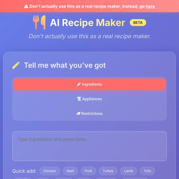 Actually useful recipe generator (But not really)