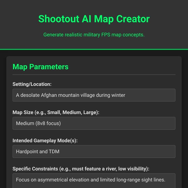 Shootout AI Map Creator