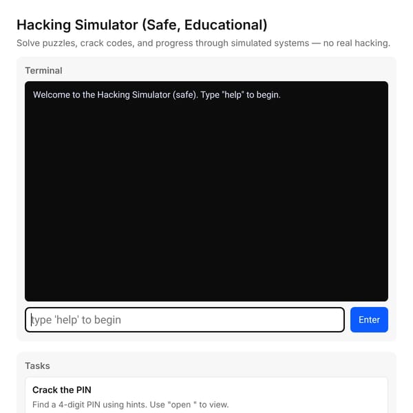 Hacking Simulator — Safe Puzzle Game