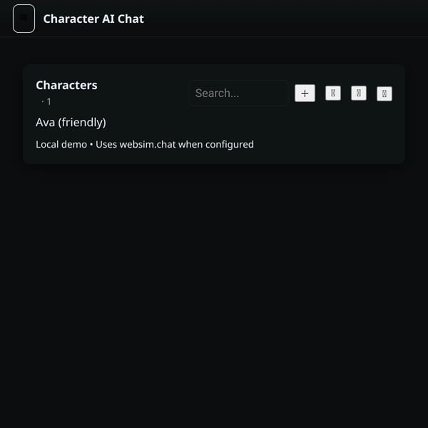 websim ai charater thing