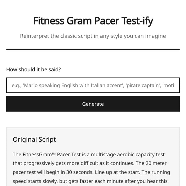 Fitness Gram Pacer Test-ifyer + Custom Characters!!