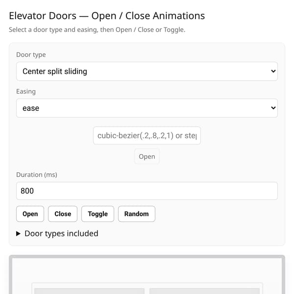Elevator Doors — Open/Close with Easings