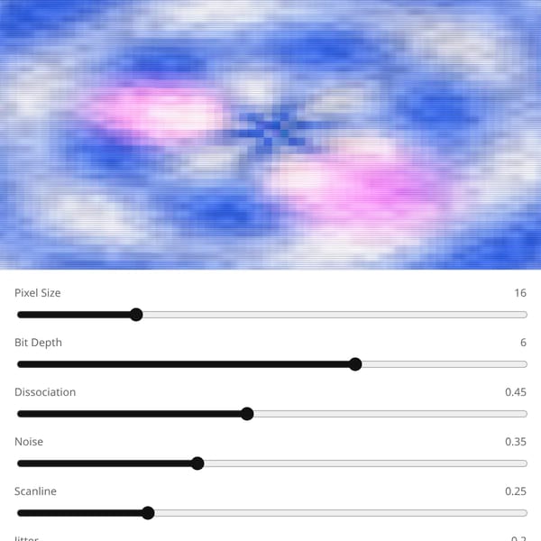 Animated Dissociated Pixelation Bitcrush Shader
