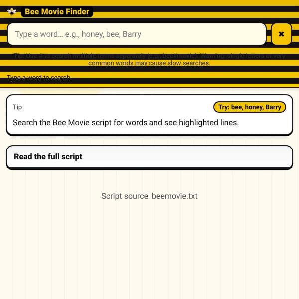 Bee Movie Finder