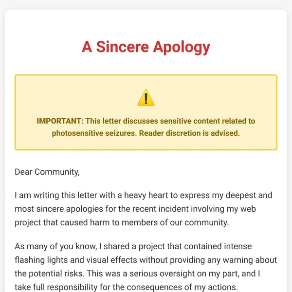 A Letter of Apology