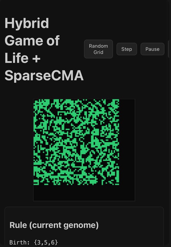 Hybrid Game of Life + SparseCMA