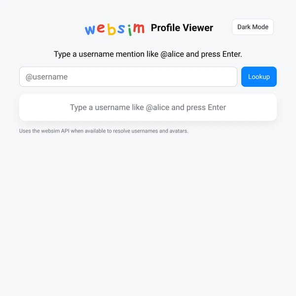 Websim Profile Viewer
