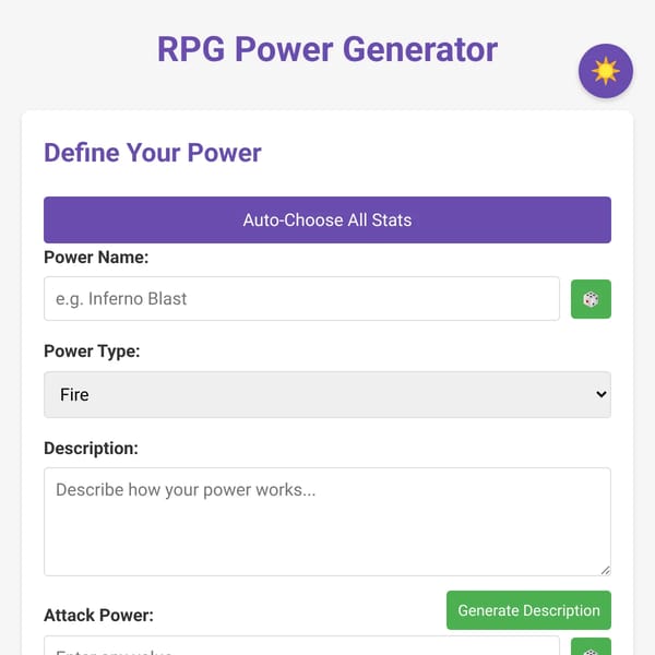 [Better Tree!] RPG Power Generator