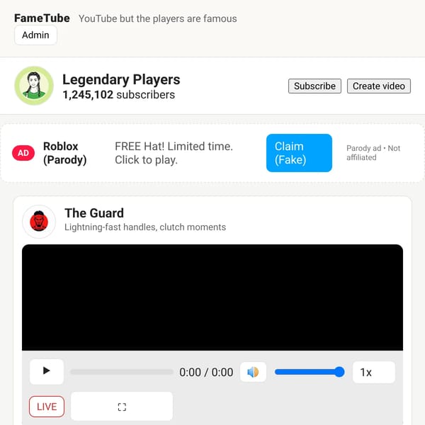FameTube — Videos with Legendary Players