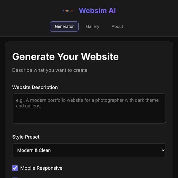 Websim AI Website Generator