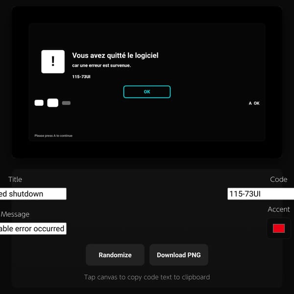 Nintendo Switch Error Generator