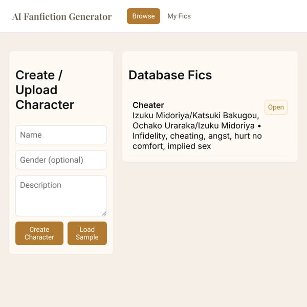 AI Fanfiction Generator