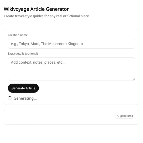 AI Wikivoyage Generator