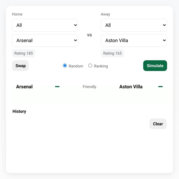 Friendly Match Simulator