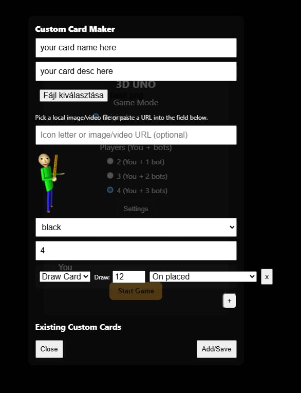 UNO With custom cards