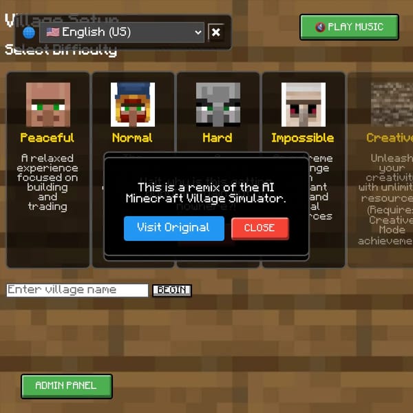 AI Minecraft Village Simulator remix (bug fixes!)