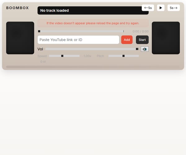 Boombox YouTube Player