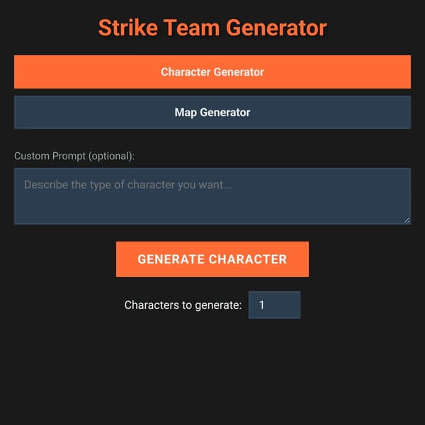 Strike Team - Character & Map Generator