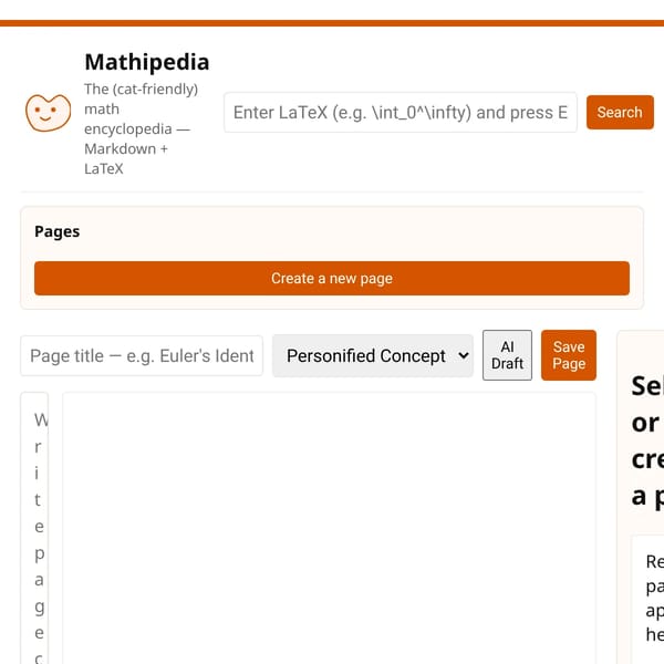 Mathipedia — AI-generated math entries with LaTeX