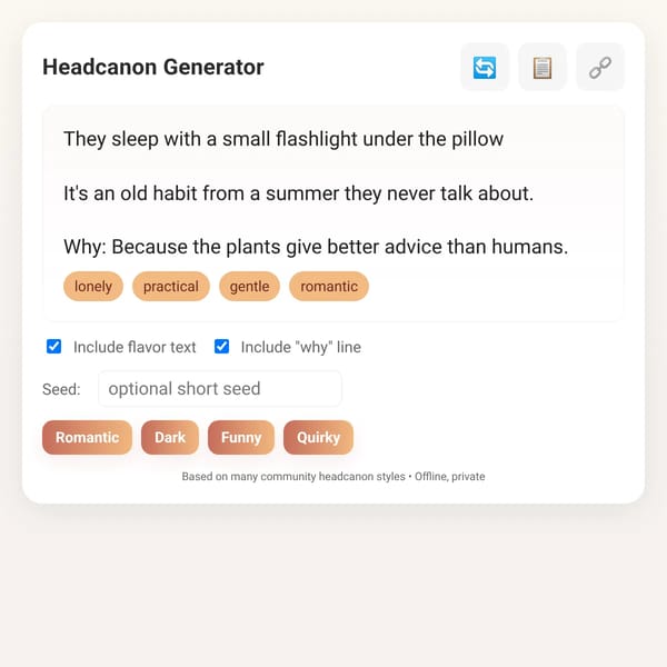 Character Headcanon Generator GPT-5 Mini
