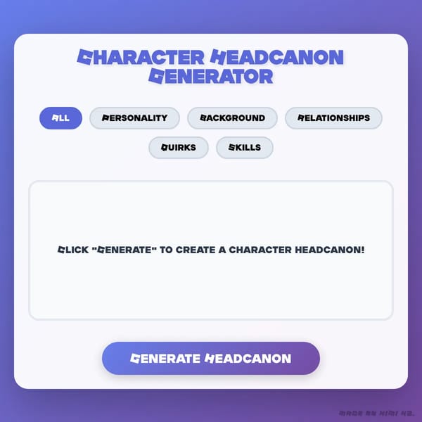 Character Headcanon Generator
