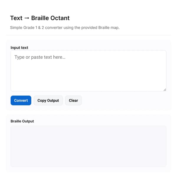 Text to Braille Octant — Converter