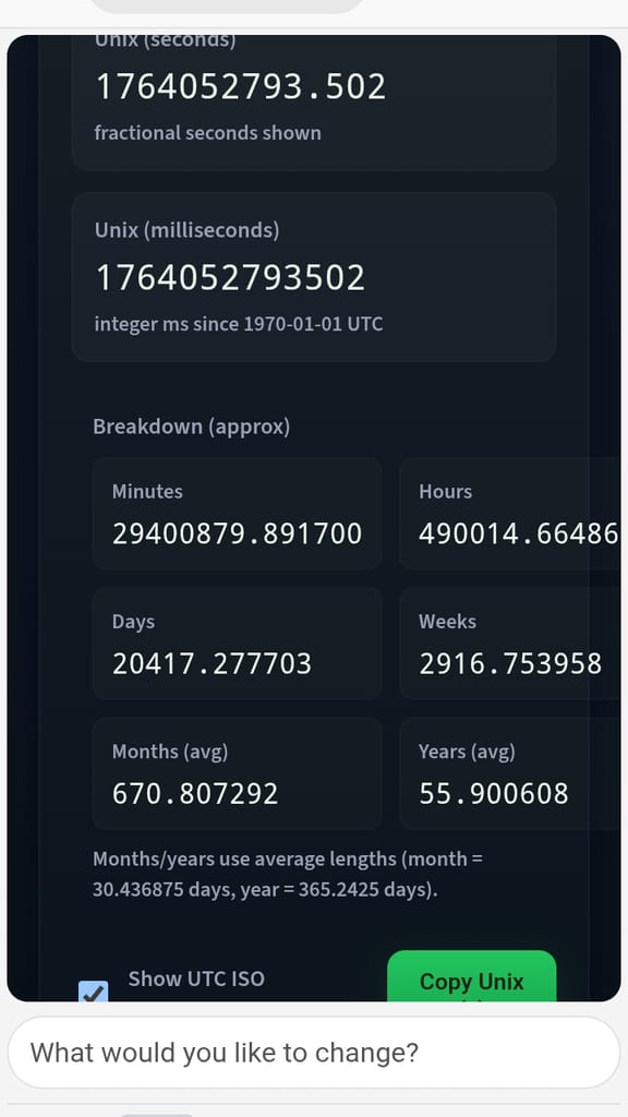 Real-time Unix Time Breakdown