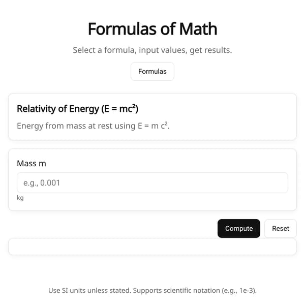 Formulas of Math