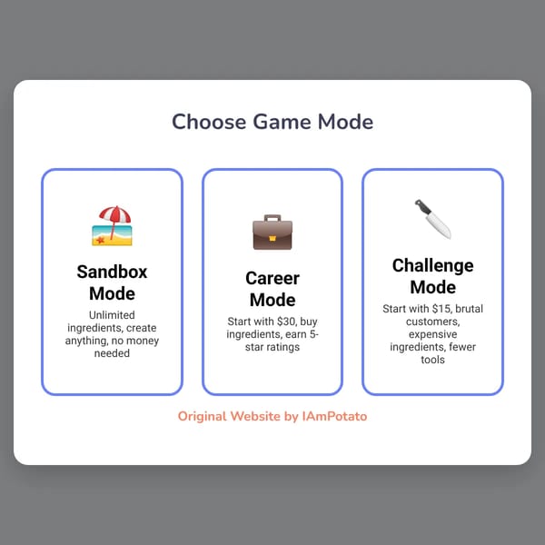 Ai Cooking Sandbox With custom ingredients