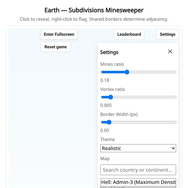 Better Earth SubDivision Minesweeper