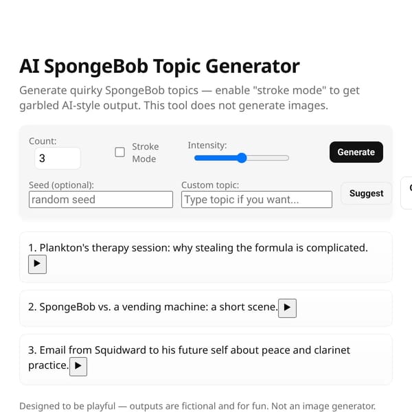 AI SpongeBob Topic Generator