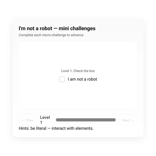 I'm not a robot — mini challenges