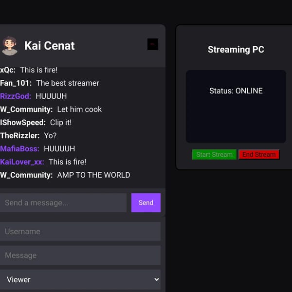 Kai Cenat Twitch Chat Simulator