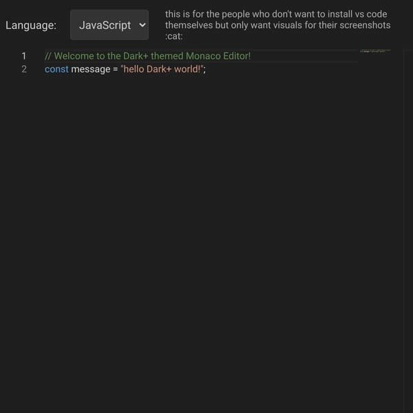 Dark+ Monaco Editor
