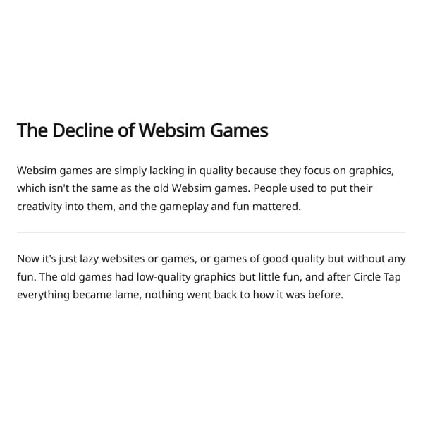 The Decline of Websim Games