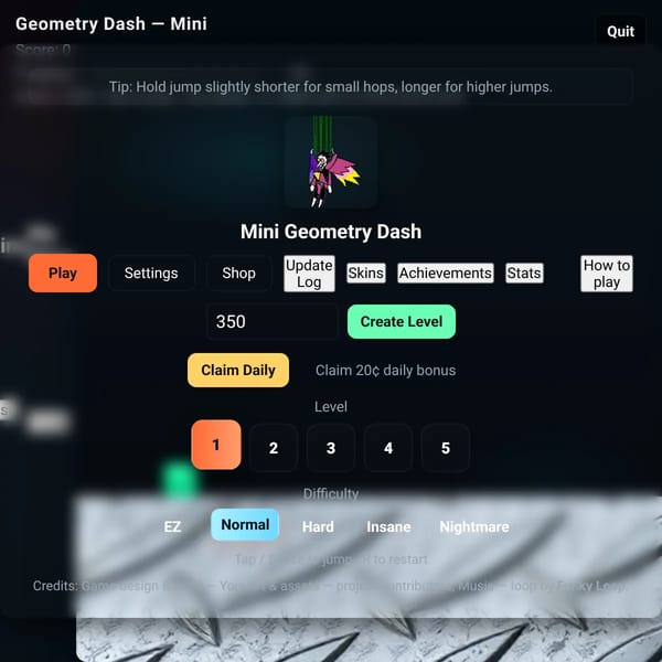 Mini Geometry Dash
