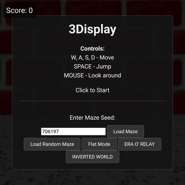 3Display - A 3D Maze Game