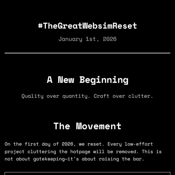 #TheGreatWebsimReset