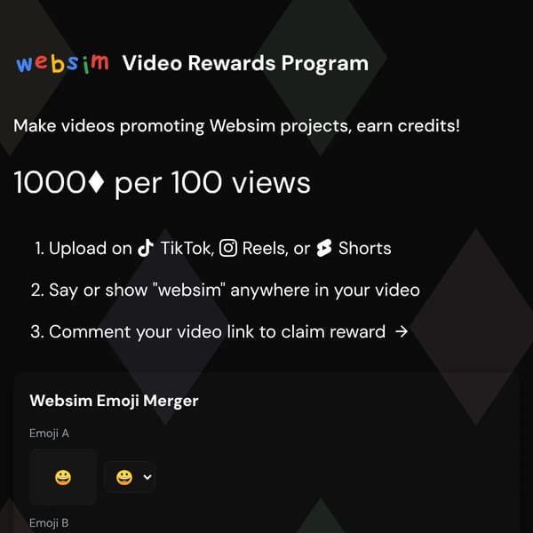 ♦ WEBSIM CONTENT REWARDS ♦