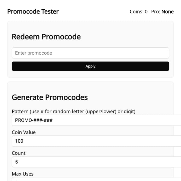 Promocode Tester