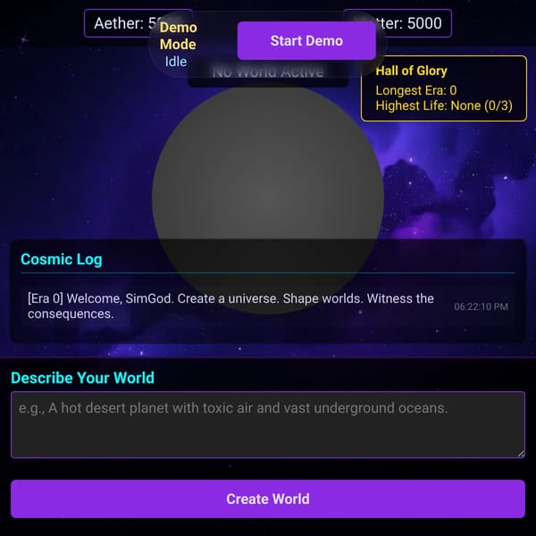 SimGod: Cosmic Creator