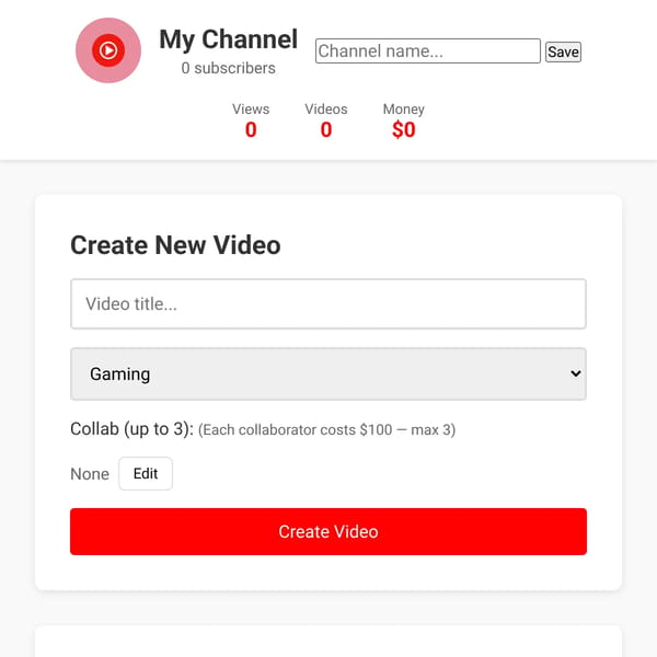 YouTube Simulator