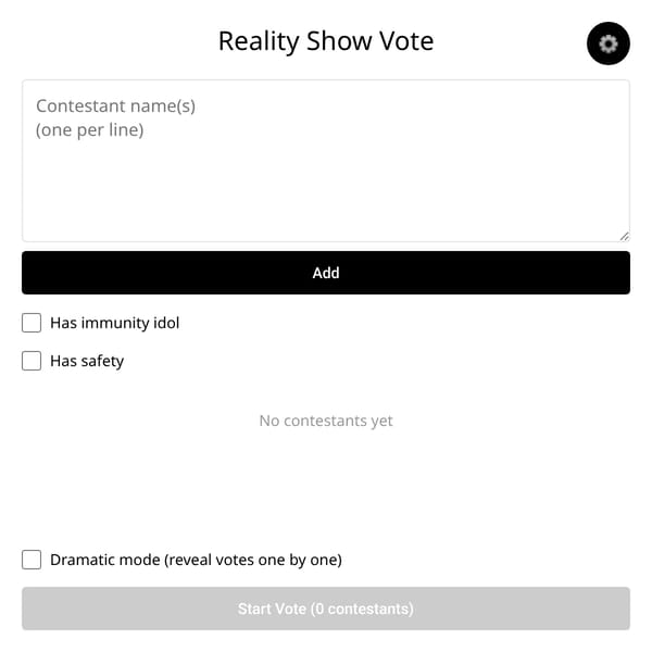 Reality Show Vote Calculator