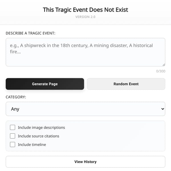 This Tragic Event Does Not Exist 2.0