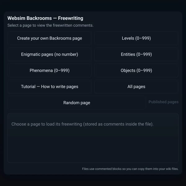 Websim Backrooms — Freewriting Pages