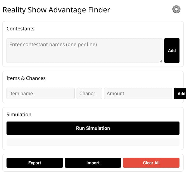 Reality Show Advantage Finder